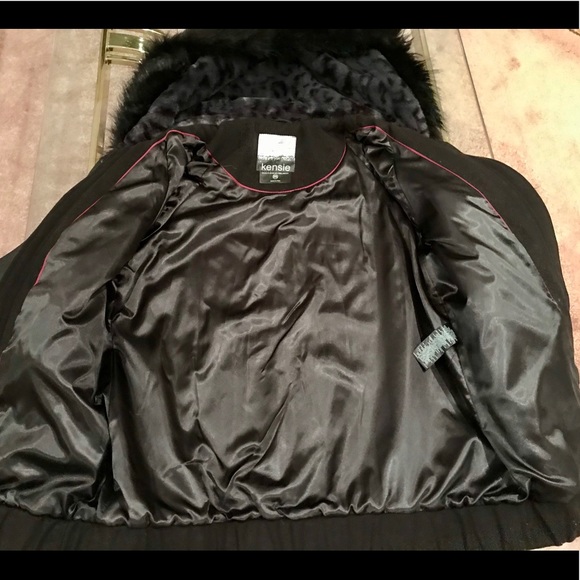 Kensie Wool Blend Bomber Jacket w/Fur Trimmed Hood (LIKE NEW!) - Picture 12 of 16